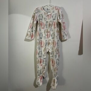 Carter's Owl Print Kids Footie in Pink, Gray, and Cream